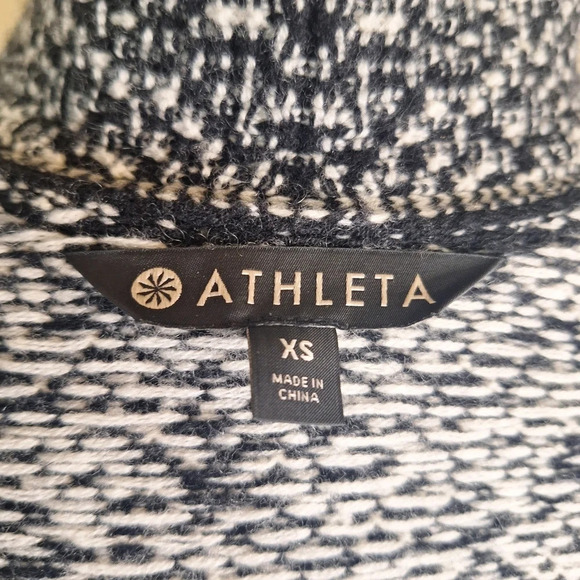 Athleta Wool Cashmere Panorama Point Long Cardigan Black/Marl colour block SZ XS - Picture 10 of 11
